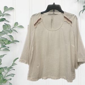 White Boho Chic Melissa McCarthy Seven7 Blouse with Flared Sleeves Plus Size 0X